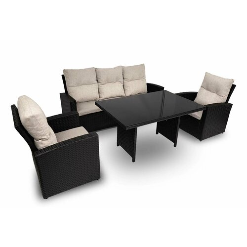 Набор мебели Соренто Premium (gray)/ Комплект мебели для сада: обеденный стол, диван, 2 кресла, подушки в комплекте