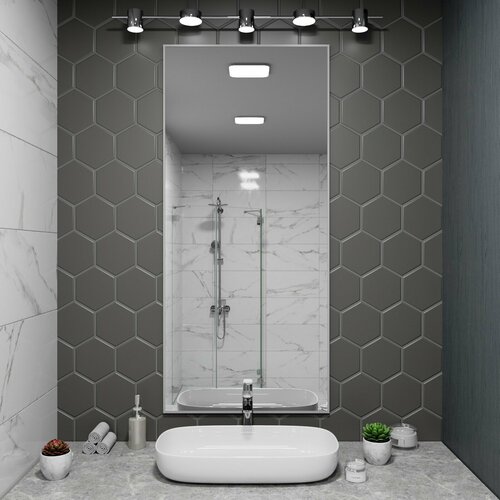 Зеркало настенное в алюминиевой раме Market-house , 140х60 см. Серебро