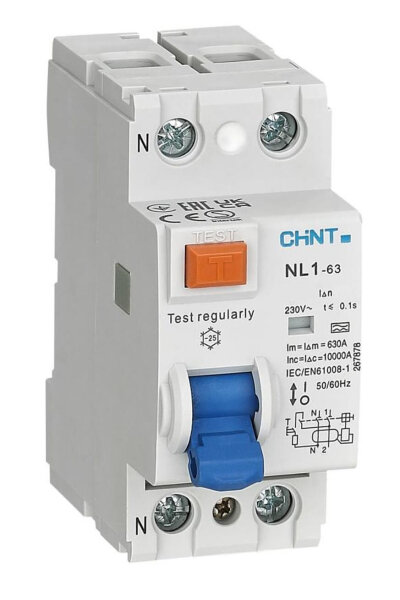 УЗО CHINT NL1-63 2P 63A 100mA тип AC 6kA