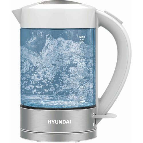 Чайник электрический Hyundai HYK-G9990 16л 2000Вт белыйсеребристый корпус стекло 2660₽