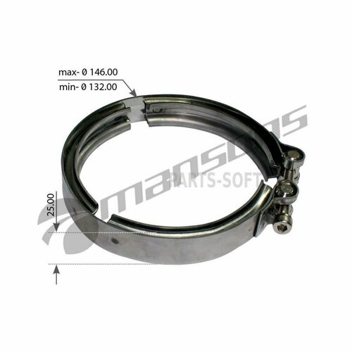 MANSONS 900608 900608MNS_хомут глушителя d146d132 h25 RVI Volvo FH1216 1610₽