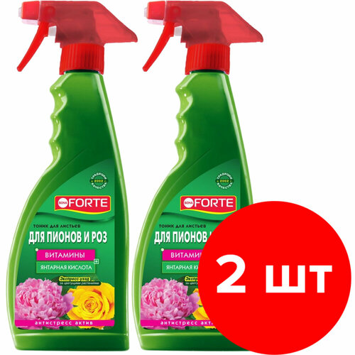 Спрей тоник Bona Forte Для роз, пионов и цветущих растений, фл. 2 шт по 500 мл (1 л) бона форте удобрение bona forte тоник универсальный спрей для листьев 250 мл