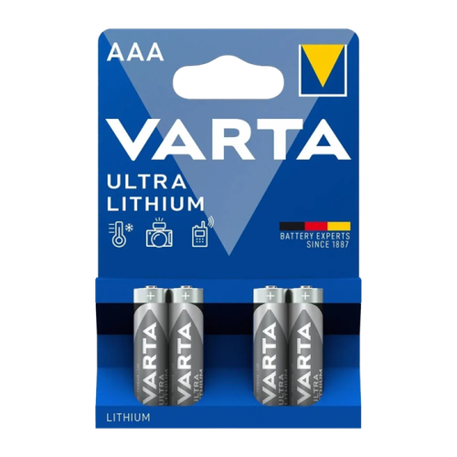 Батарейка Varta ULTRA FR03 AAA BL4 Lithium 1.5V (6103) (4/40/200) VARTA 06103301404 батарейка robiton lithium winner fr03 aaa в упаковке 2 шт