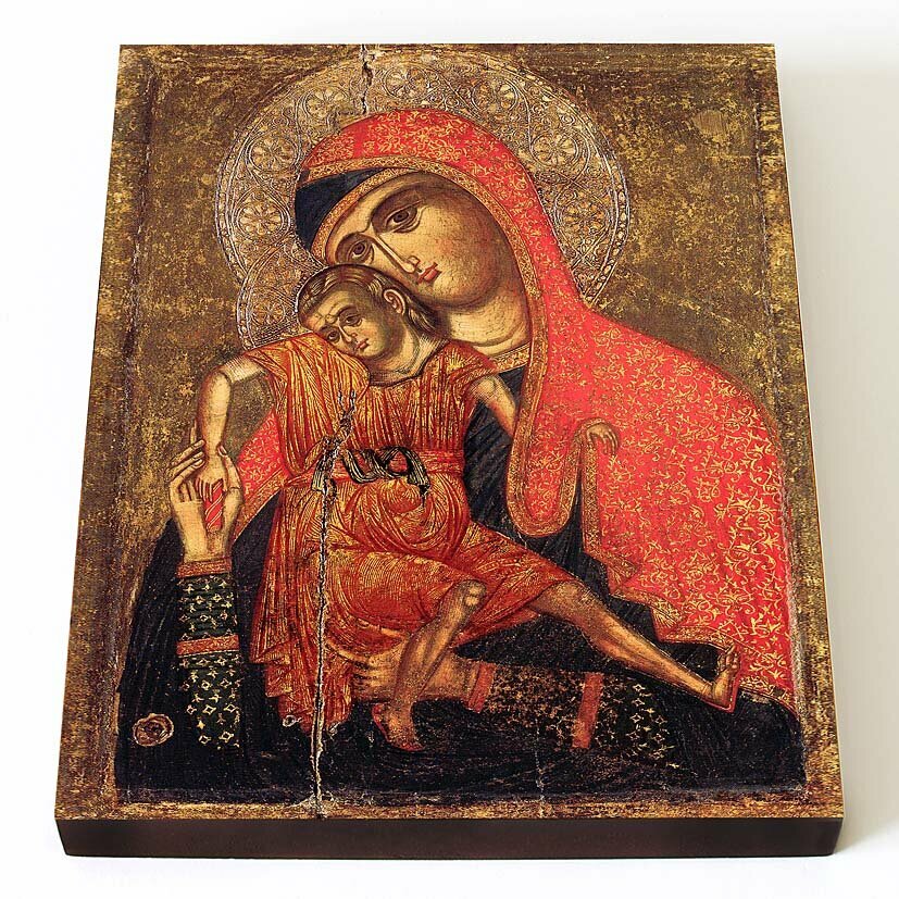 Киккская икона Божией Матери "Милостивая", XIII-XIV вв, печать на доске 13*16,5 см