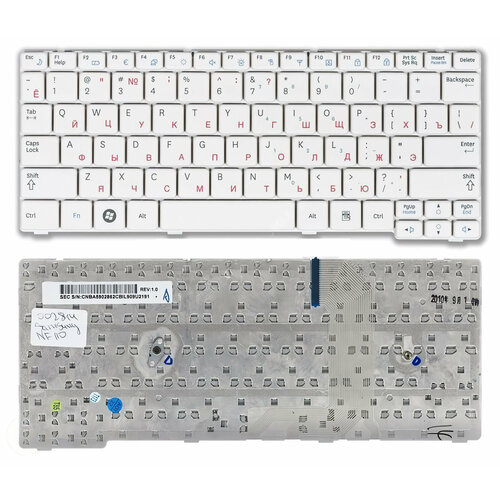 Клавиатура для ноутбука Samsung NF110 белая p/n: BA59-02862C, BA59-02862D, CNBA5902862CBIL, CNBA5902 клавиатура для ноутбука samsung cnba5902486jbil
