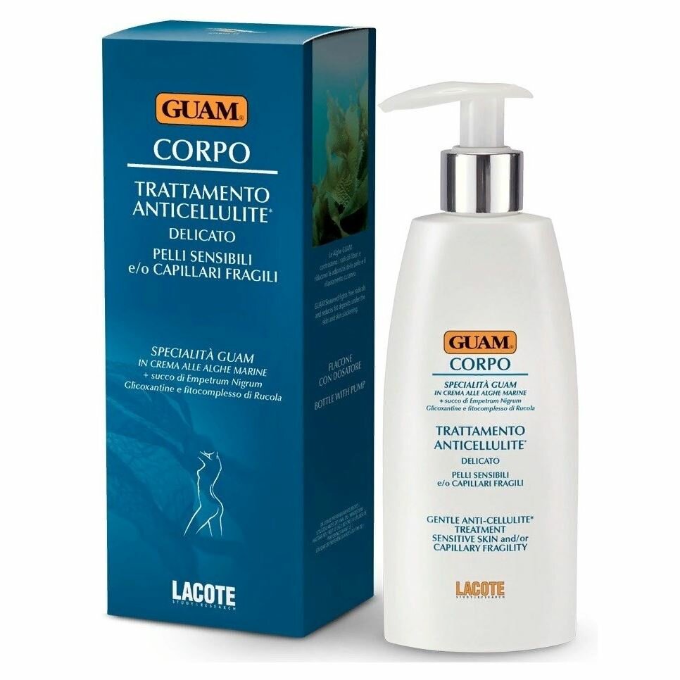 Крем Guam Corpo Corpo Trattamento Anticellulite Delicato Pelli Sensibile, Крем антицеллюлитный для чувствительной кожи с хрупкими капиллярами, 200 мл