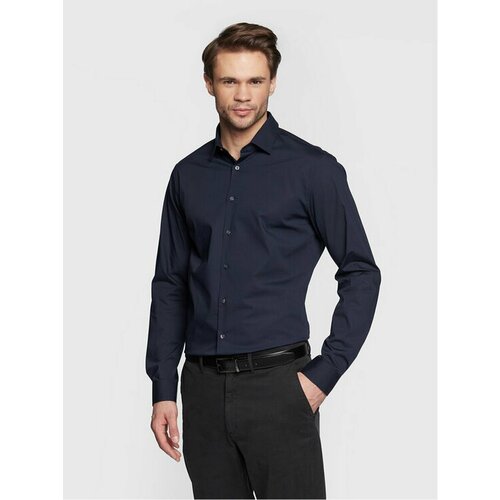 Рубашка CALVIN KLEIN, размер 37 [KOLNIERZYK], синий рубашка calvin klein размер 42 черный