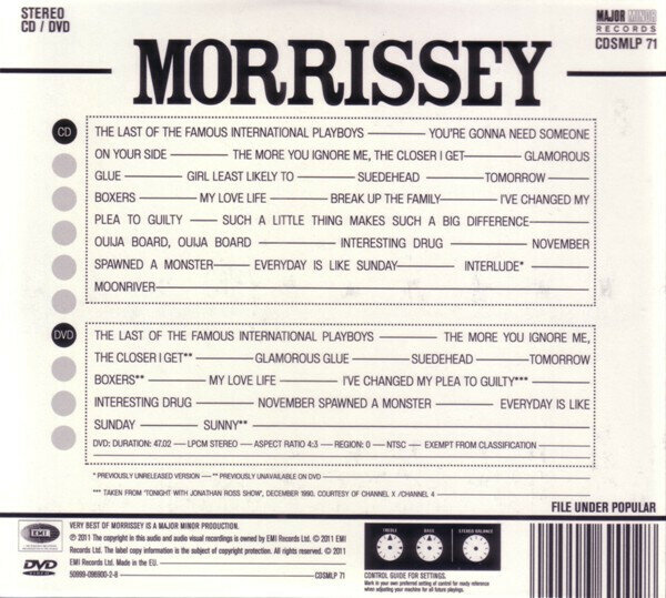 AudioCD Morrissey. Very Best Of (CD+DVD, Compilation, Remastered, NTSC)