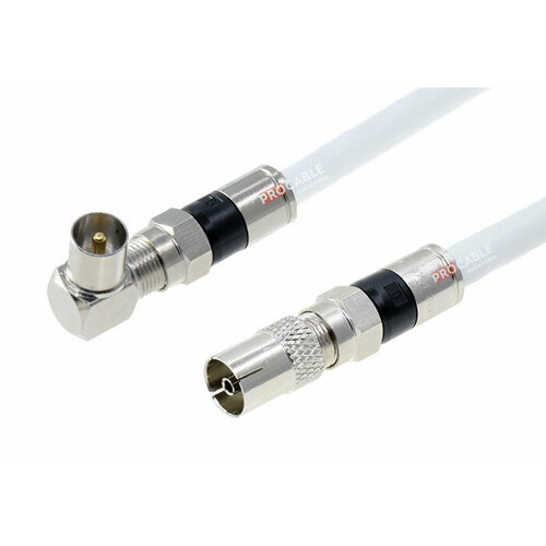 Антенный телевизионный кабель HDTV (угловой штекер-прямое гнездо) ITALY 0.5 метра (50см) белый