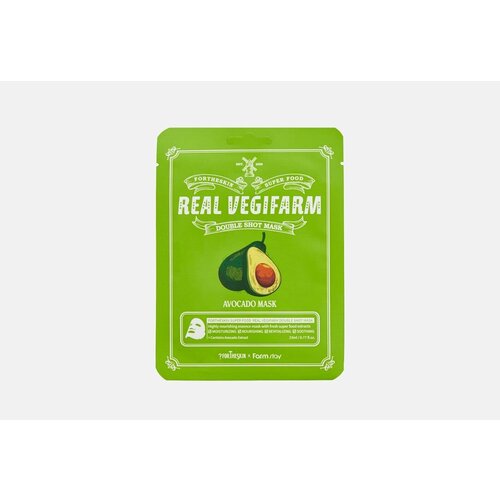 Маска для лица тканевая с экстрактом авокадо FOR THE SKIN BY LAB SUPER FOOD REAL VEGIFARM DOUBLE SHOT MASK - AVOCADO 348₽