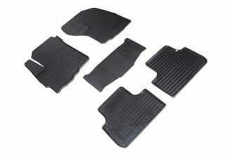 Коврики салона Seintex "Сетка" MITSUBISHI/Citroen/Peugeot ASX/C4 Aircross 2012-2017/4007 резиновые черные комп 4 шт - фото №1