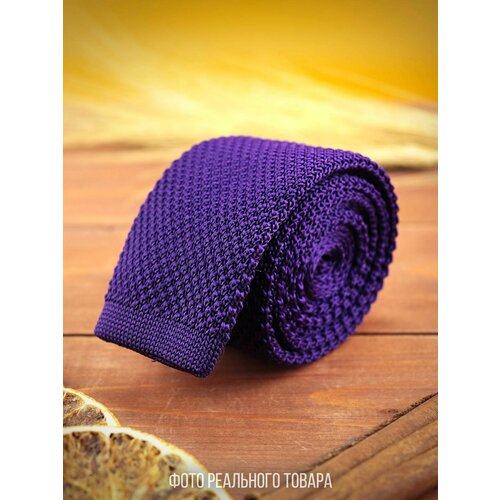 Галстук 2beMan, фиолетовый галстук узкий вязаный для мужчины синий в белую точку