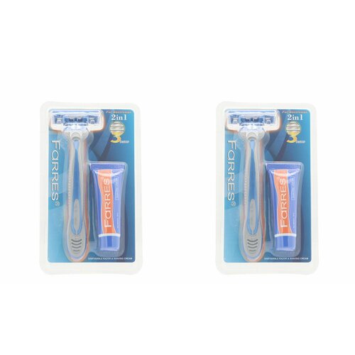Farres cosmetics Станок для бритья с 3-мя лезвиями+ крем для бритья, 10 мл, 2 уп.
