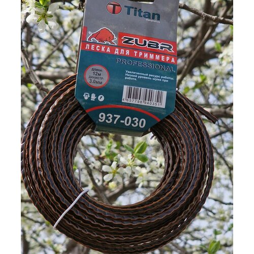 Леска для триммера 12м*3,0мм Titan ZUBR PROFESSIONAL 937-030