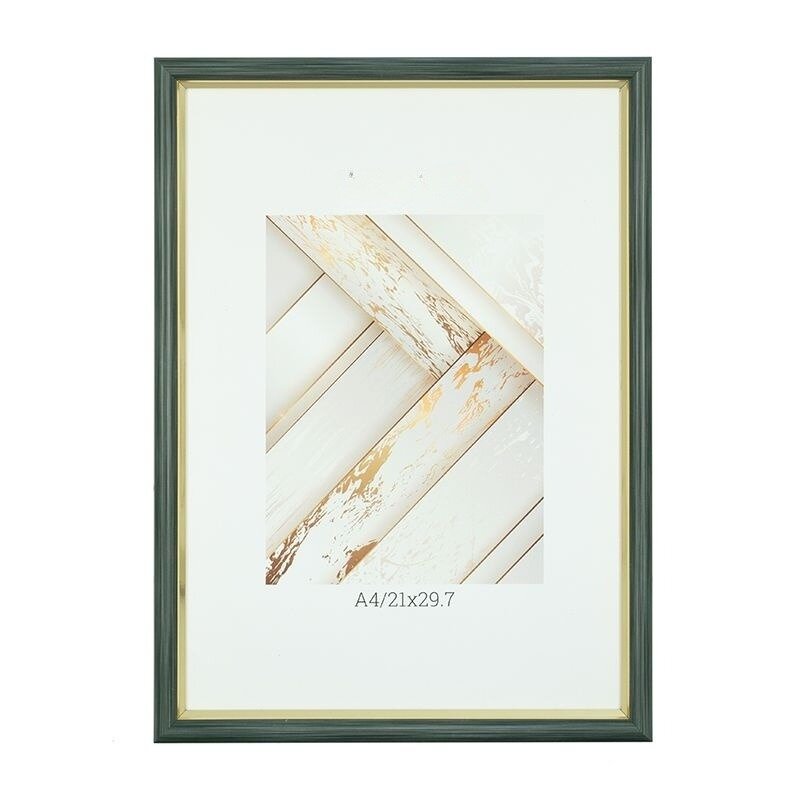 Фоторамка  рамка для фотографии  рисунка  документа  постера 21х30  21х29 7  а4   классика  с ножкой подставкой  малахит  темно зеленая с золотистой окантовкой GF 6398