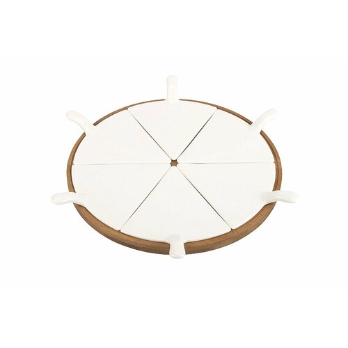 Доска для пиццы - набор из бамбука и фарфора