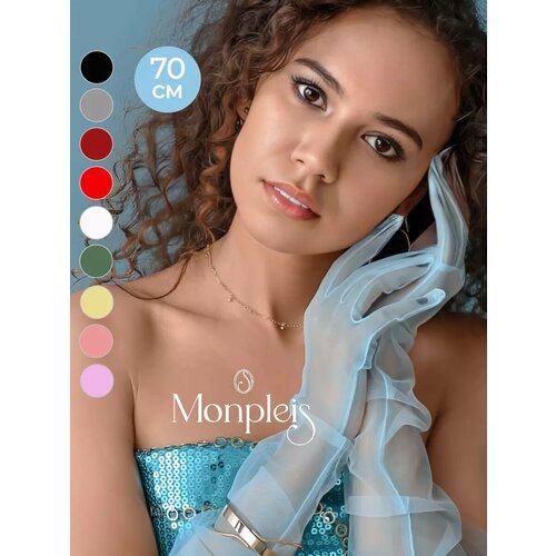 фото Перчатки monpleis вечерняя для женщин, размер onesize (6-7), голубой, белый
