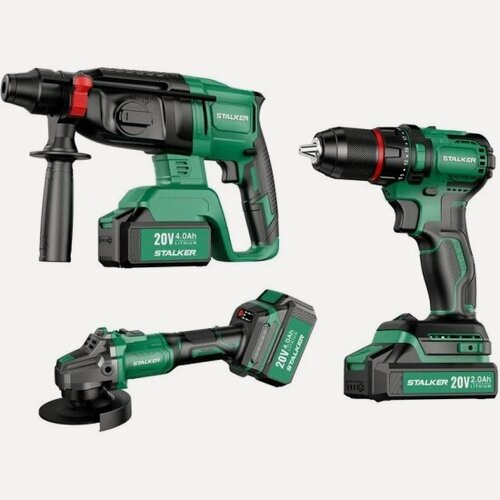 Изображение товара Набор аккумуляторного инструмента Stalker Kit (AG20-125 Li BL+D20 Li BL+RH20 Li BL)