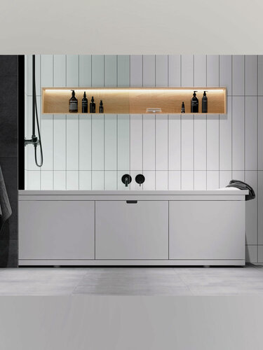 Изображение товара Экран под ванну МДФ Alavann Rita AL 160 см белый, раздвижной на алюминиевом профиле, 3 дверцы