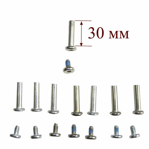 Набор осей (8шт) для роликовых коньков D=6мм (6.1-6.2) (L=30мм) . Серебристый.
