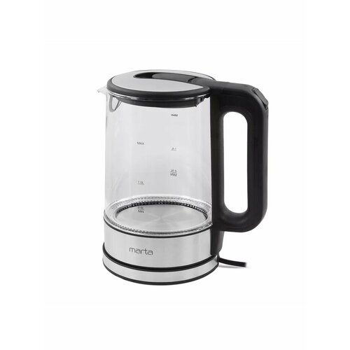 Электрический чайник MARTA MT-4608 черный стеклянный с подсветкой, 1,8 л
