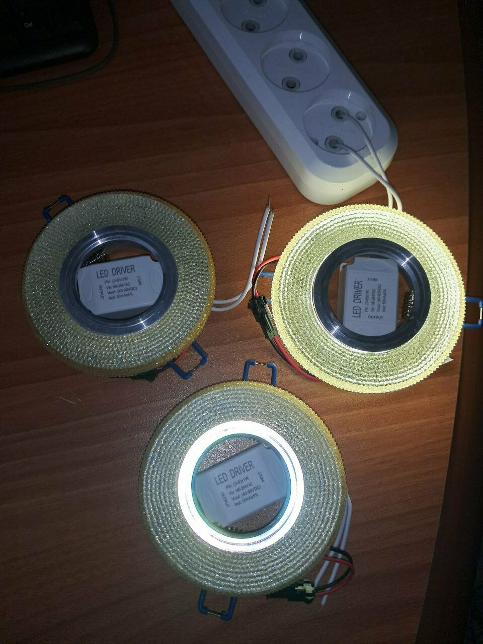 3 шт (комплект) Встраиваемые светильники L160 MR16 прозрачные с декоративным стеклом и LED-подсветкой Кристалл