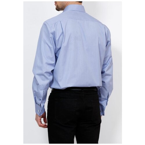 фото Рубашка мужская длинный рукав berthier milano 65013/1, прямой силуэт / сlassic fit, цвет синий, рост 174-184, размер ворота 44