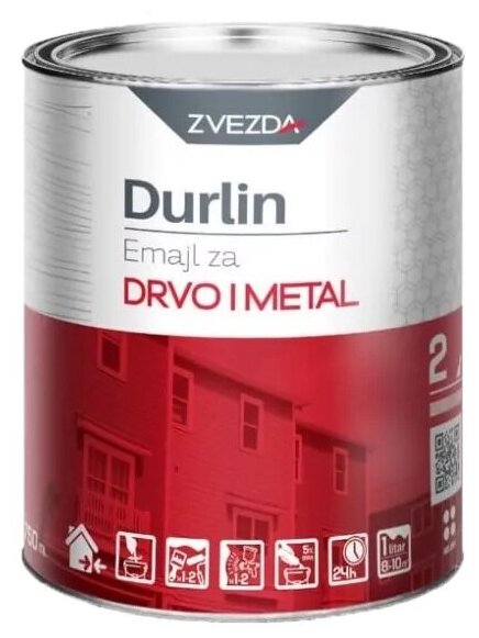 ZVEZDA Durlin эмаль по дереву и металлу (серебряная, RAL 9006, 0,2л) - фотография № 2