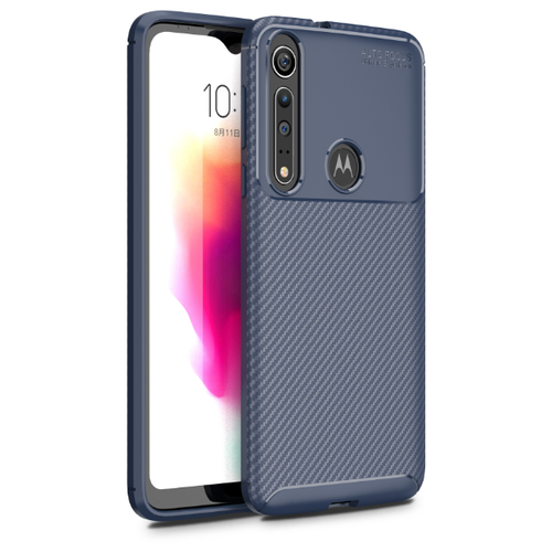 фото Чехол панель-бампер mypads для motorola moto g8 из прочного силикона с матовой отделкой «под карбон» синяя