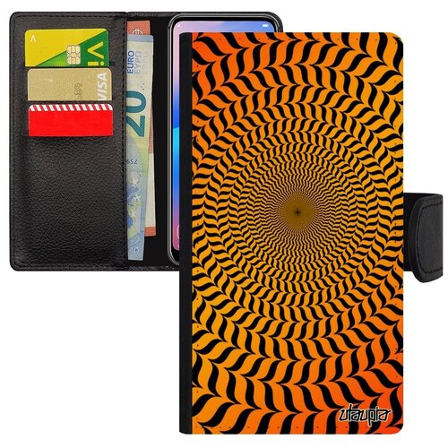 фото Защитный чехол книжка на мобильный // xiaomi mi 8 lite // "иллюзия круга" illusion круглый, utaupia, оранжевый