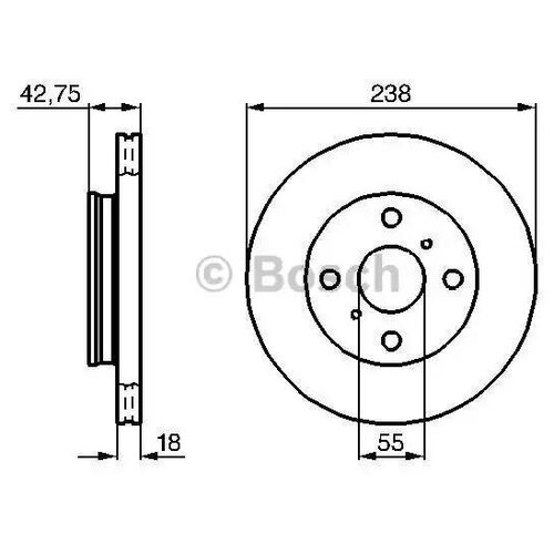 BOSCH 0986478438 0 986 478 438_диск тормозной передний!\ Toyota Starlet all ABS 89>