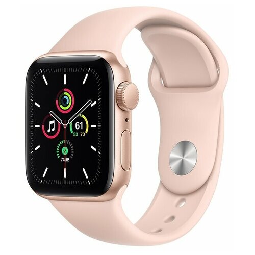 Умные часы Apple Watch SE, 40 мм, корпус из алюминия золотого цвета, спортивный ремешок цвета «розовый песок»
