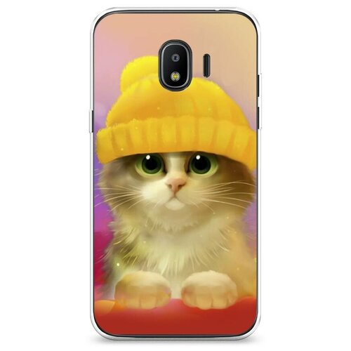 фото Силиконовый чехол "котенок в желтой шапке" на samsung galaxy j2 2018 / самсунг галакси джей 2 2018 case place