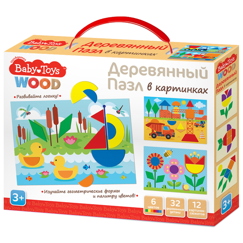 пазл деревянный baby toys 32 элемента Пазл Десятое королевство Baby Toys Wood (04097), 32 дет., 4.8х18х23.5 см, разноцветные фигуры