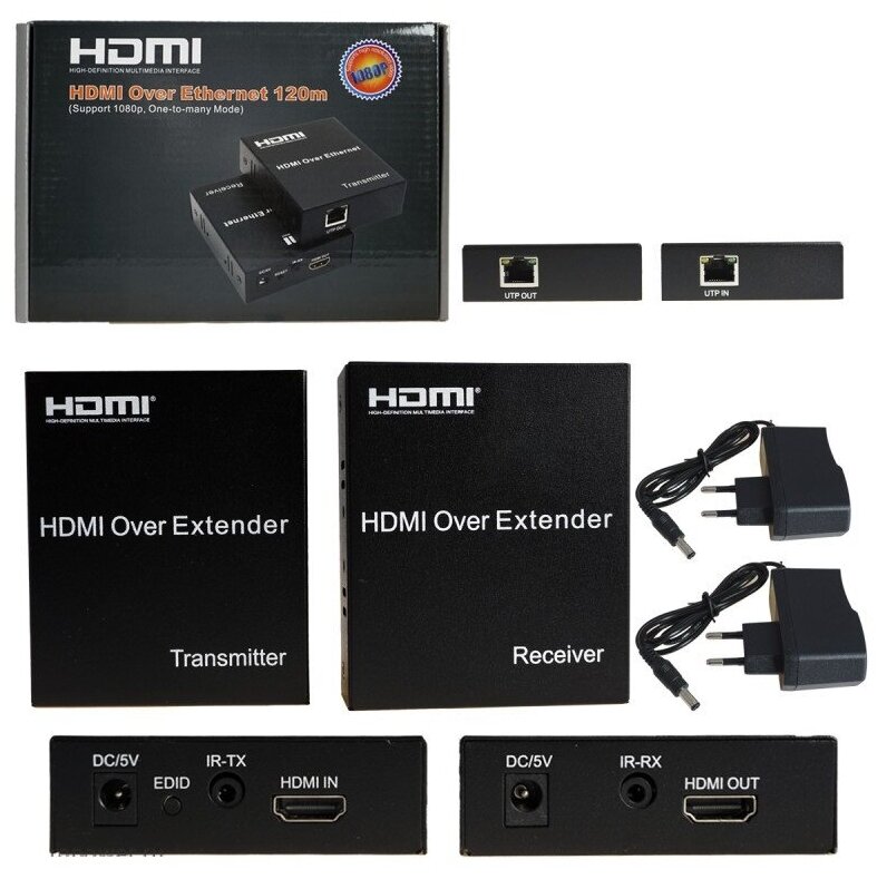 Удлинитель (extender) HDMI до 120м по витой паре