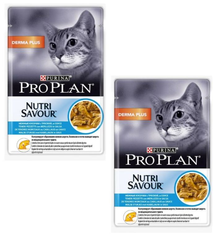 Purina Pro Plan (паучи) Паучи Кусочки в соусе для кошек с треской (Derma) 1234277112457450 0,085 кг 25358 (2 шт) - фотография № 1