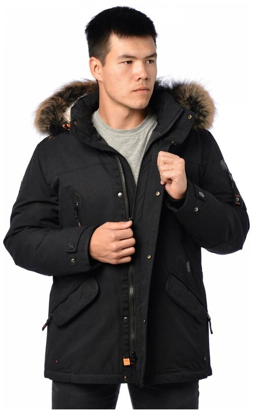 Куртка SHARK FORCE зимняя, внутренний карман, капюшон, карманы, манжеты, размер 48, черный