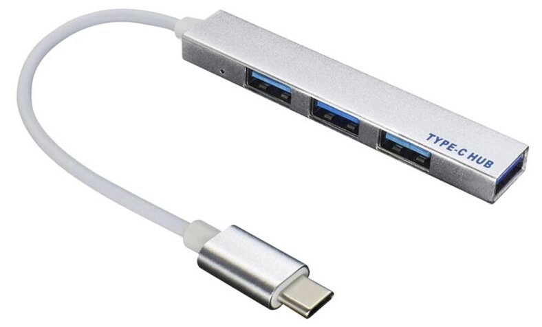 Разветвитель Rapture T-818A USB-концентратор Type-C на 4 порта, USB 2,0, серебристый