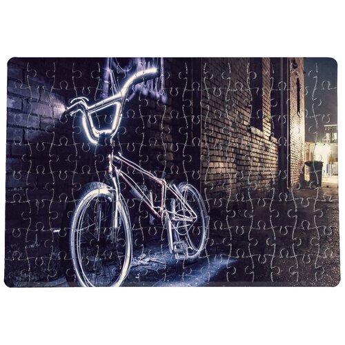 фото Пазлы coolpodarok велосипед неон у стены 20х29см 120 элемента
