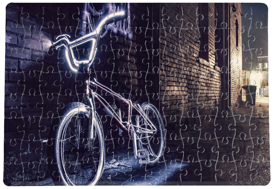 Пазлы CoolPodarok Велосипед Неон У стены 20х29см 120 элемента
