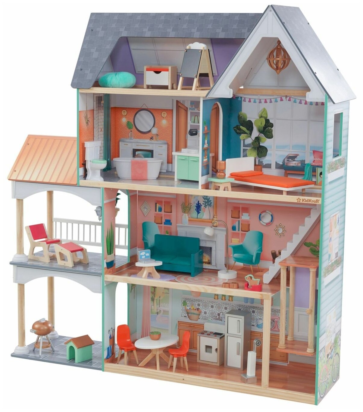 Кукольный домик KidKraft Dahlia Mansion с системой легкой сборки EZ Kraft Assembly (65987) - фото №1
