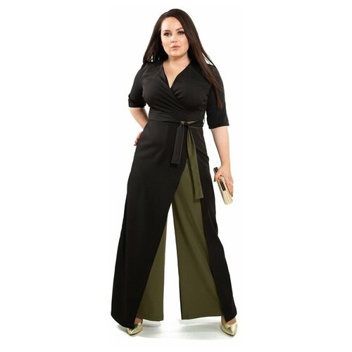 фото Комбинезон dazzle style, размер 50, хаки, черный