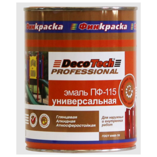 DecoTech Краска эмаль для металла дерева и бетона DecoTech ПФ-115 глянцевая , RAL-6002 , 0,9 кг