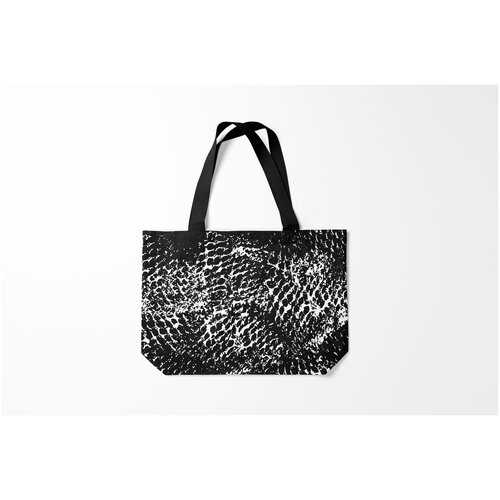 фото Сумка-шоппер / 46х35 см / популярные иллюстрации / узоры хаос белого на черном burnettie