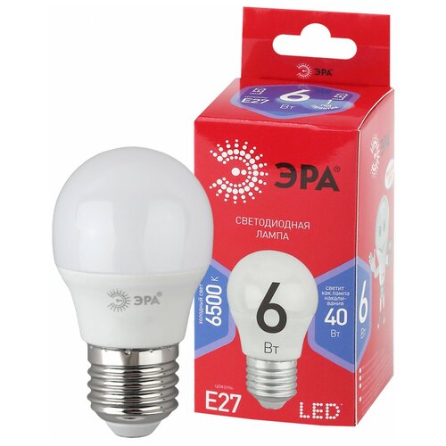фото Эра лампа светодиодная эра e27 6w 6500k матовая p45-6w-865-e27 r б0045357