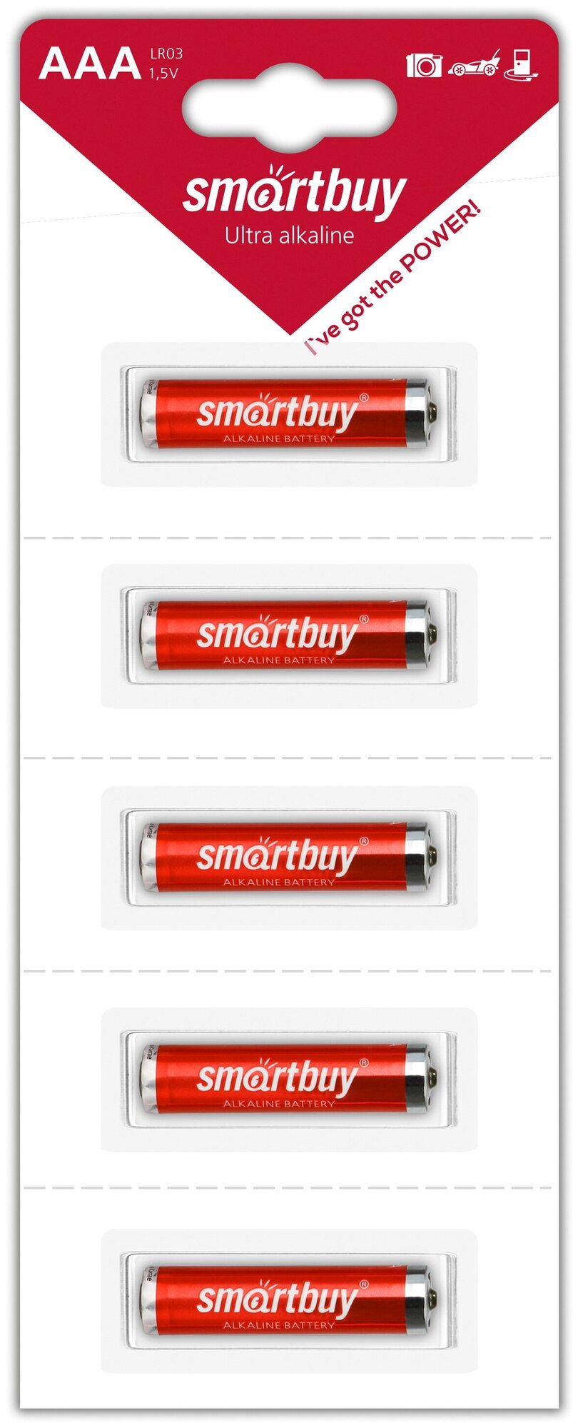 Батарейка SmartBuy AAA (LR03) алкалиновая BC5 отрывной набор набор 5шт. 257921