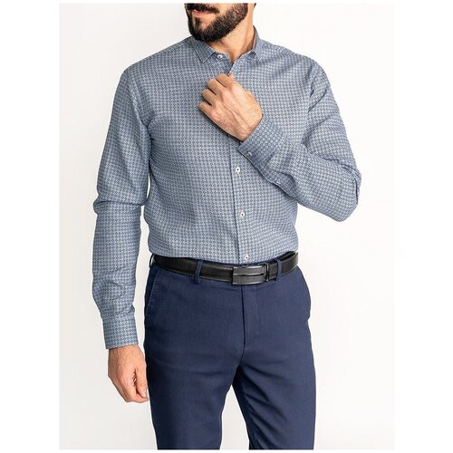 фото Рубашка мужская длинный рукав greg 323/131/1493/zs/1p, полуприталенный силуэт / regular fit, цвет серый, рост 174-184, размер ворота 42