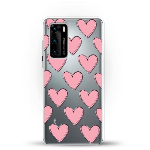 фото Силиконовый чехол узор из сердец на huawei p40 andy & paul