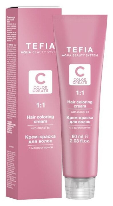 Крем-краска с маслом монои TEFIA Color Creats, 60 мл (10.1 экстра светлый блондин пепельный)