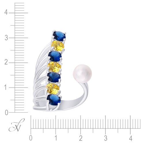 фото Jv серебряное кольцо с жемчугом, цирконием r24489-2_wm_001_wg, размер 17